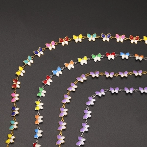 Colorful butterfly sunglasses chain in gold and silver stainless steel for women