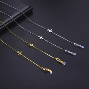 Chaîne de Lunettes Box en Acier Inoxydable 304 Avec Pendentif Avion Lanyard de Masque Porte-lunettes Antidérapant Pour Femmes