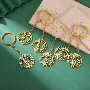 Porte-clés Arbre de Vie en Acier Inoxydable Pendentif Famille Silhouette Mère Enfant Cadeau d'Anniversaire pour Maman Papa