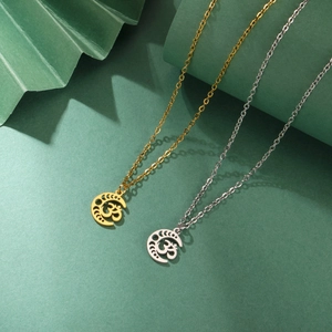 Minimalist stainless steel Om pendant necklaces in gold and silver finish for yoga enthusiasts