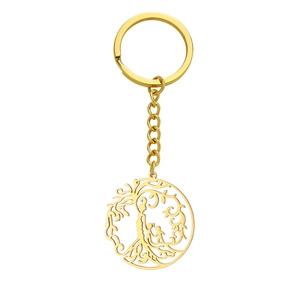 Porte-clés arbre de vie doré avec pendentif mère et enfant pour cadeau souvenir