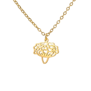 Elegante goldene Edelstahl-Halskette mit minimalistischem, hohl gestaltetem Blumenanhänger