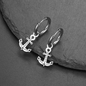 Stainless Steel Anchor Pendant Hoop Earrings For Women Men Gold Silver Marine Nautical Sailor Piercing Jewelry Earrings Gift