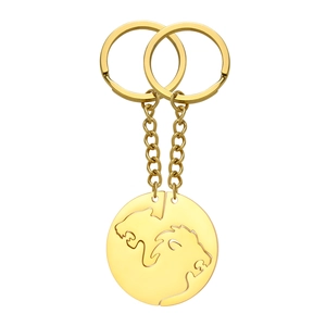 Matching lion couple keychain in gold stainless steel for couples and friendship gift