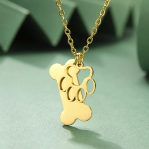 Schattige Hond Kat Poot Bot Hanger Ketting Voor Vrouwen Roestvrij Staal Goud Zilver Huisdierliefhebber Mode Sieraden Cadeau