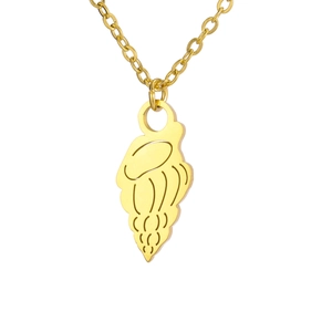 Minimalist gold titanium steel necklace with a hollow conch shell pendant for women
