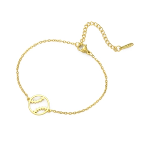Gouden roestvrijstalen baseball armband met verstelbare ketting en karabijnsluiting