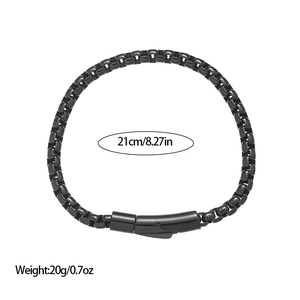 Détail du bracelet chaîne de quille en acier inoxydable gris avec dimensions de 21 cm
