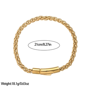 Bracelet maille épi en acier inoxydable doré de 21cm avec fermoir cylindrique