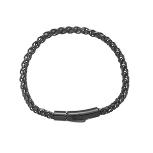 Détail du bracelet chaîne de blé noir mat avec fermoir cylindrique pour hommes et femmes