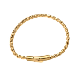 Bracelet vintage en acier inoxydable doré avec chaîne dragon et fermoir cylindrique solide