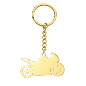 Polished gold motorcycle silhouette keychain crafted from durable stainless steel