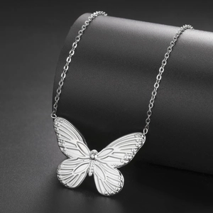 Damen Edelstahl Schmetterling Anhänger Halskette Hochwertige 18K Gold Silber Plattiert Quaste Choker Mode Schmuck Geschenk