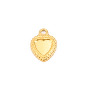 Pendentif cœur doré avec bordure perlée et bélière pour la création de bijoux