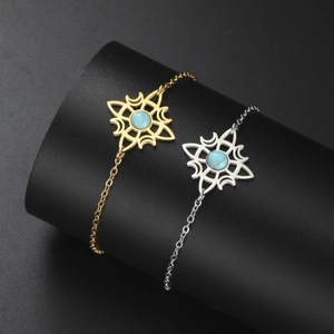 Detail von Keltischer Knoten Armband mit Türkisperle und Sternanhänger in Gold und Silber
