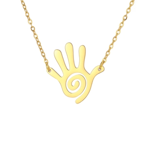 Golden titanium steel necklace with a hollow spiral palm pendant for a minimalist look