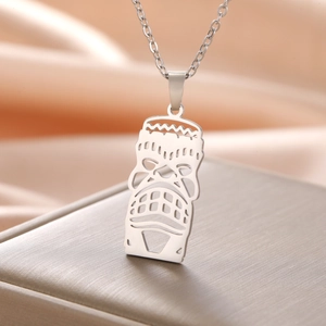 Collier en acier inoxydable 304 avec pendentif masque tribal tiki pour les couples