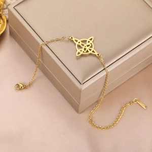 Stainless Steel Witch Knot Bracelet For Women Gold Silver Plated Celtic Knot Double Layer Adjustable Jewelry Gift