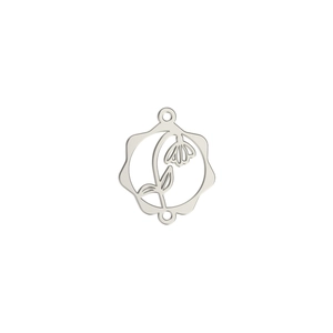 Pendentif fleur ajouré en argent poli avec motif de branche pour la création de bijoux