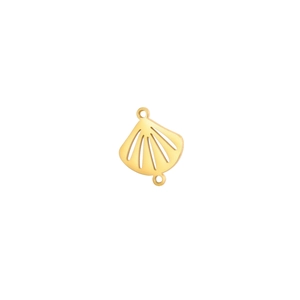 Pendentif éventail doré en acier inoxydable avec doubles anneaux pour création bijoux DIY