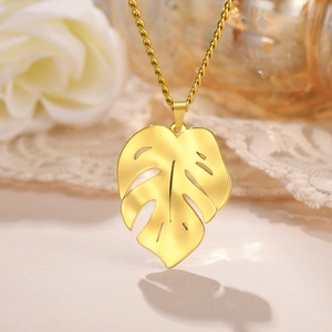 Collana Con Pendente A Foglia Di Monstera Per Donna In Acciaio Inossidabile 304 Oro Argento Placcato Gioielli Pianta Eleganti