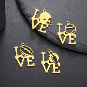 Pendentif LOVE en Acier Inoxydable 304 Baseball Football Bowling Casque Sport Charme Accessoires de Bijoux pour Femmes Hommes Cadeau