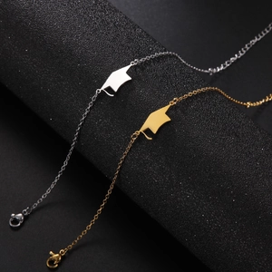 Minimalist stainless steel graduation cap bracelets in gold and silver finish with lobster clasp