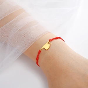 Elegant red cord graduation bracelet with a golden doctoral cap charm for women
