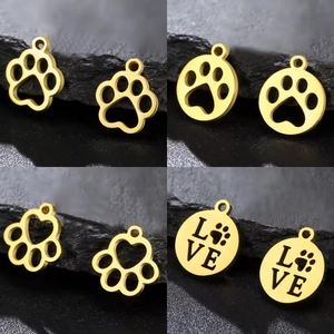 Pendentifs Creux en Acier Inoxydable 304 Empreinte de Patte d'Animal pour DIY Collier Boucles d'Oreilles Bracelet Bijoux Mignons Or Couleur Acier