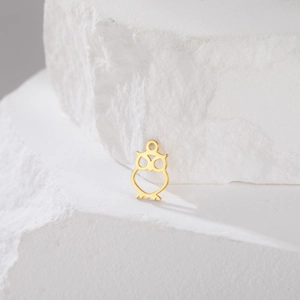 Gold owl pendant in stainless steel with hollow design for DIY jewelry necklace making