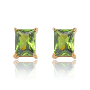 Elegante gouden titanium oorknopjes met olijfgroene zirkonia stenen in smu0mredsnede
