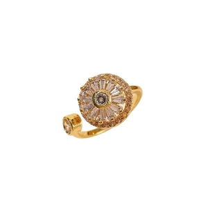 Eleganter goldener Sonnenblumen-Ring mit Zirkon-Steinen im rotierenden Design für Damen