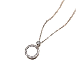Collana minimalista a doppio anello in acciaio inossidabile con occhio di gatto e zirconi