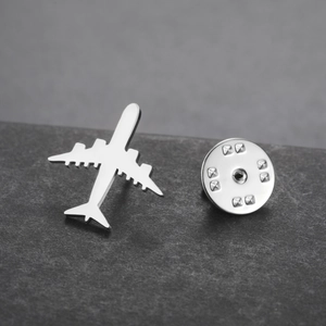 Broche avion en acier inoxydable 304 poli pour costumes et accessoires de mode