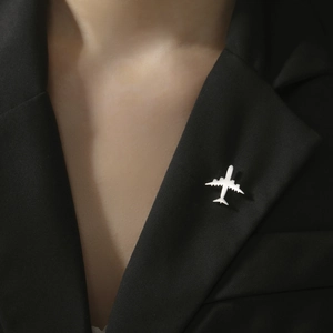 Broche Avion en Acier Inoxydable 304 à la Mode pour Hommes Femmes Badge d'Épingle de Revers de Costume Minimaliste Bijoux Cadeau
