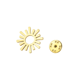 Broche soleil en acier inoxydable doré avec fermoir papillon pour femmes et filles