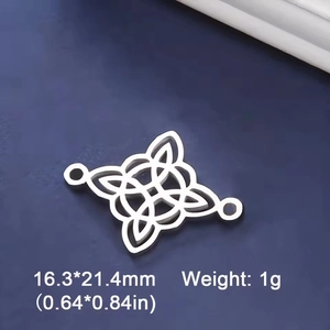 Detailed view of silver stainless steel Witch Knot pendant with 16.3x21.4mm dimensions