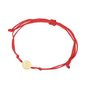 Verstellbares rotes geflochtenes Volleyball-Armband mit goldenem Edelstahl-Anhänger