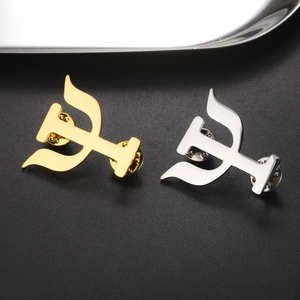 Polished 304 stainless steel math Pi symbol brooches in gold and silver finish