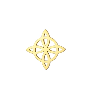 Polished gold stainless steel double-layer Wiccan knot brooch in symmetrical design