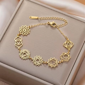 Braccialetto in Acciaio Inossidabile Yoga Chakra per Donna Ciondolo Loto Mandala Gioielli Curativi Oro Argento Placcato Portafortuna Regalo Spirituale