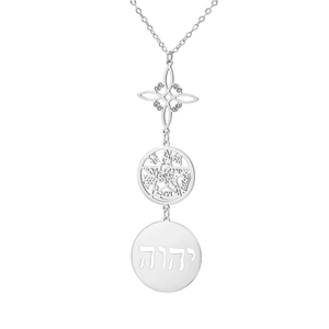 Dreilagige silberne Edelstahlkette mit Keltenknoten und Pentagramm-Anhängern