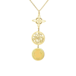 Goldene Halskette aus Edelstahl mit Hexenknoten und Pentagramm-Anhängern