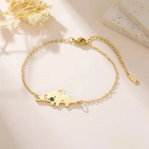 Schattige Cartoon Koala Hanger Armband Roestvrij Staal Schakelketting Met Verlenging Vrouwen Meisjes Dieren Sieraden