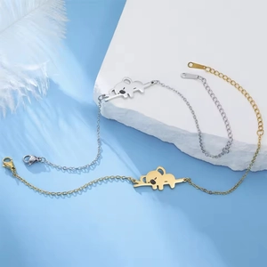 Schattige koala hanger armband in goud en zilver met verstelbare ketting