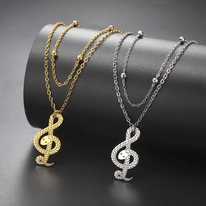 Gotische vioolsleutel slang hanger ketting in goud en zilver roestvrij staal afwerking