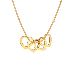 Collier minimaliste en acier inoxydable doré avec pendentifs cœurs et chaîne à billes