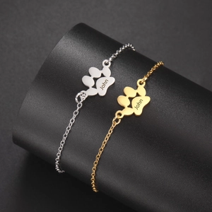 Gepersonaliseerde armbanden met pootafdruk van goud en zilver roestvrij staal voor huisdieren