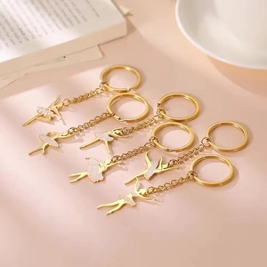 Porte-clés Pendentif Danseuse de Ballet en Acier Inoxydable Émail Élégant Bijoux de Mode pour Femmes Filles Cadeau Ornement