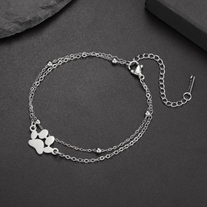 Dubbellaagse roestvrijstalen armband met holle poot hanger en verstelbare ketting